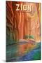 Zion National Park, Utah - The Narrows - Oil Painting - Lantern Press Artwork-Lantern Press-Mounted Art Print