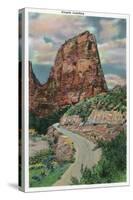 Zion National Park, Utah - View of Angel's Landing, c.1938-Lantern Press-Stretched Canvas