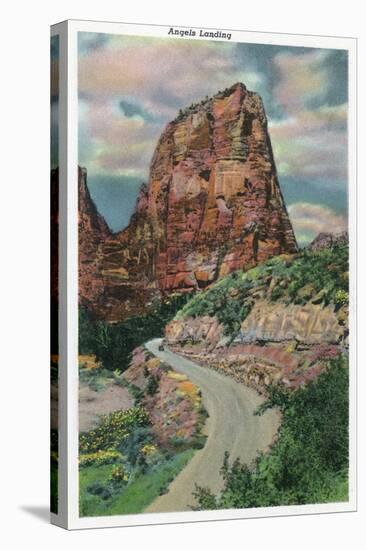 Zion National Park, Utah - View of Angel's Landing, c.1938-Lantern Press-Stretched Canvas