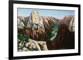 Zion National Park, Utah - View of Angels Landing and the Great White Throne-Lantern Press-Framed Art Print