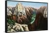 Zion National Park, Utah - View of Angels Landing and the Great White Throne-Lantern Press-Framed Stretched Canvas