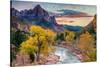 Zion National Park, Utah - Watchman as the Virgin River-Lantern Press-Stretched Canvas