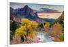 Zion National Park, Utah - Watchman as the Virgin River-Lantern Press-Framed Art Print