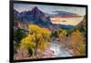 Zion National Park, Utah - Watchman as the Virgin River-Lantern Press-Framed Art Print