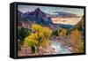 Zion National Park, Utah - Watchman as the Virgin River-Lantern Press-Framed Stretched Canvas