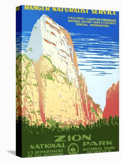 Zion National Park Vintage Travel Poster-null-Stretched Canvas