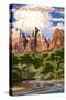 Zion National Park - Virgin River and Peaks-Lantern Press-Stretched Canvas