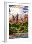 Zion National Park - Virgin River and Peaks-Lantern Press-Framed Art Print