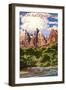 Zion National Park - Virgin River and Peaks-Lantern Press-Framed Art Print