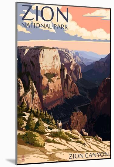 Zion National Park - Zion Canyon Sunset-null-Mounted Poster