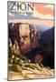 Zion National Park - Zion Canyon Sunset-null-Mounted Poster