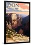 Zion National Park - Zion Canyon Sunset-Lantern Press-Framed Art Print