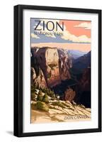 Zion National Park - Zion Canyon Sunset-Lantern Press-Framed Art Print