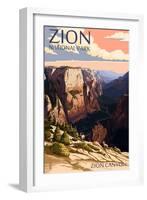 Zion National Park - Zion Canyon Sunset-Lantern Press-Framed Art Print