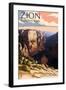 Zion National Park - Zion Canyon Sunset-Lantern Press-Framed Art Print