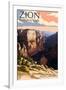 Zion National Park - Zion Canyon Sunset-Lantern Press-Framed Art Print