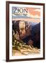 Zion National Park - Zion Canyon Sunset-Lantern Press-Framed Art Print