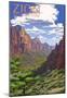Zion National Park - Zion Canyon View-null-Mounted Poster