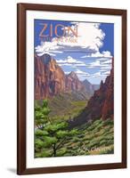 Zion National Park - Zion Canyon View-Lantern Press-Framed Art Print