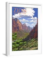 Zion National Park - Zion Canyon View-Lantern Press-Framed Art Print