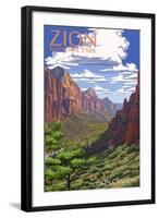 Zion National Park - Zion Canyon View-Lantern Press-Framed Art Print