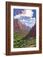 Zion National Park - Zion Canyon View-Lantern Press-Framed Art Print