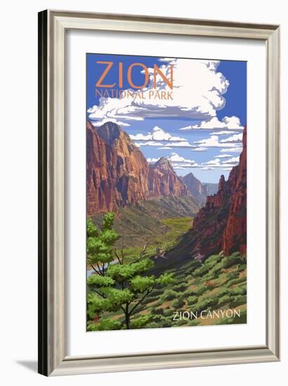 Zion National Park - Zion Canyon View-Lantern Press-Framed Art Print