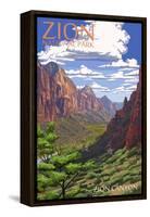 Zion National Park - Zion Canyon View-Lantern Press-Framed Stretched Canvas