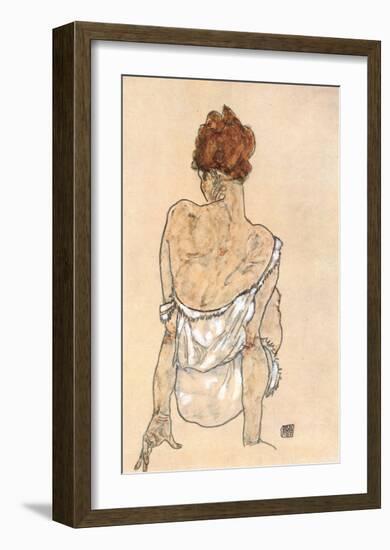 Zittende Vrouw on the Rug-Egon Schiele-Framed Art Print