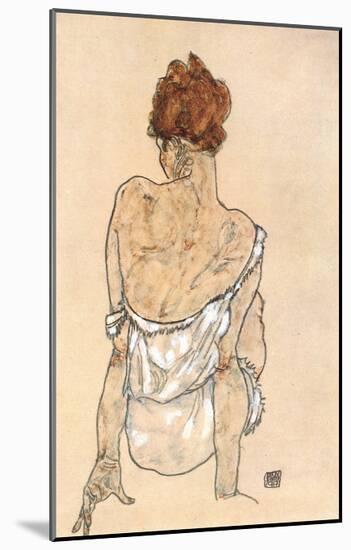 Zittende Vrouw on the Rug-Egon Schiele-Mounted Art Print