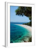 Zlatni Rat Beach with Hvar Island in the Background, Bol, Brac Island, Dalmatia, Croatia-null-Framed Photographic Print