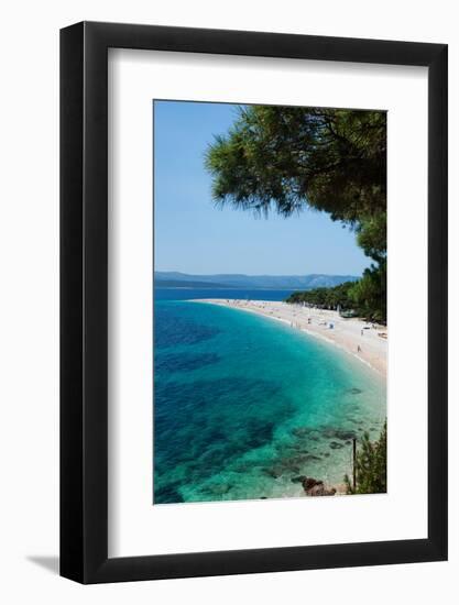 Zlatni Rat Beach with Hvar Island in the Background, Bol, Brac Island, Dalmatia, Croatia-null-Framed Photographic Print