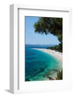 Zlatni Rat Beach with Hvar Island in the Background, Bol, Brac Island, Dalmatia, Croatia-null-Framed Photographic Print