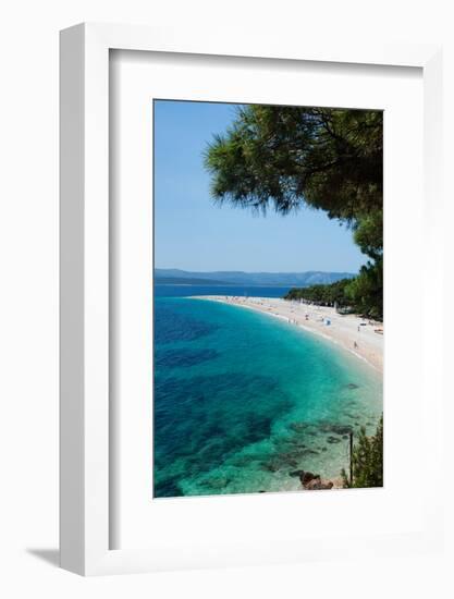 Zlatni Rat Beach with Hvar Island in the Background, Bol, Brac Island, Dalmatia, Croatia-null-Framed Photographic Print