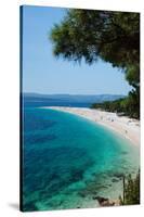 Zlatni Rat Beach with Hvar Island in the Background, Bol, Brac Island, Dalmatia, Croatia-null-Stretched Canvas