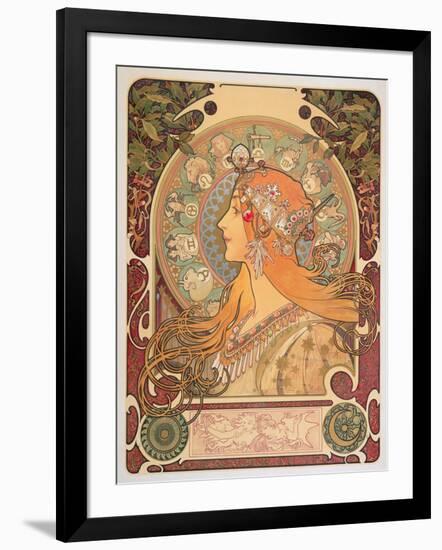 Zodiac, 1896-Alphonse Mucha-Framed Giclee Print