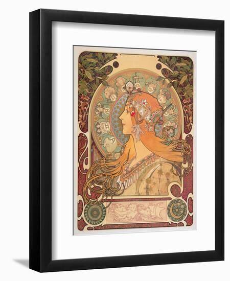 Zodiac, 1896-Alphonse Mucha-Framed Premium Giclee Print