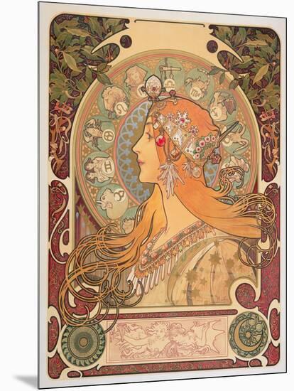 Zodiac, 1896-Alphonse Mucha-Mounted Giclee Print