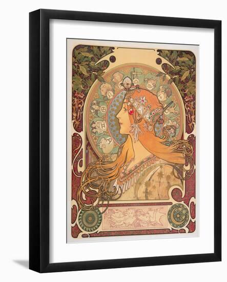 Zodiac, 1896-Alphonse Mucha-Framed Giclee Print