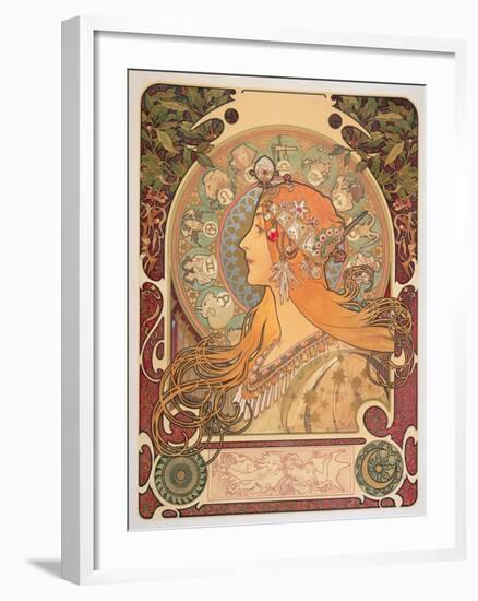 Zodiac, 1896-Alphonse Mucha-Framed Giclee Print