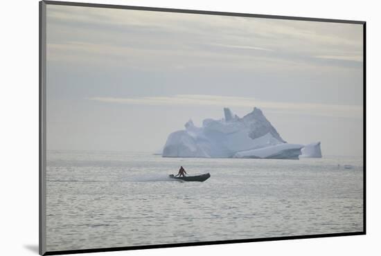 Zodiac Boat near an Iceberg-DLILLC-Mounted Photographic Print