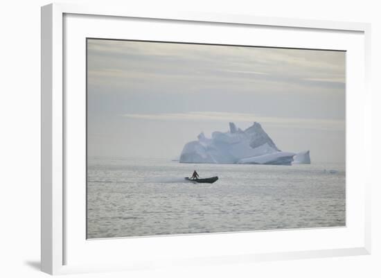 Zodiac Boat near an Iceberg-DLILLC-Framed Photographic Print