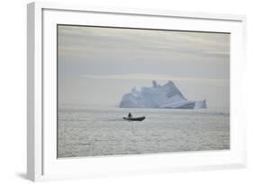 Zodiac Boat near an Iceberg-DLILLC-Framed Photographic Print