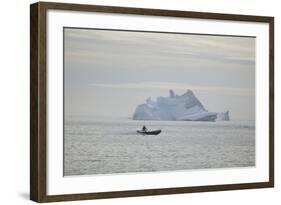 Zodiac Boat near an Iceberg-DLILLC-Framed Photographic Print