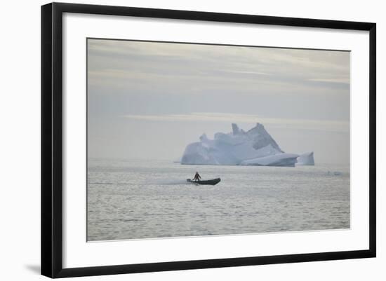 Zodiac Boat near an Iceberg-DLILLC-Framed Photographic Print