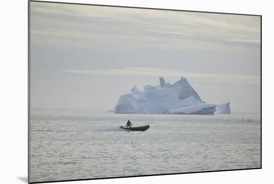 Zodiac Boat near an Iceberg-DLILLC-Mounted Photographic Print