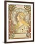 Zodiac calendar for 'La Plume', 1896 (litho)-Alphonse Marie Mucha-Framed Premium Giclee Print