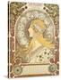 Zodiac calendar for 'La Plume', 1896 (litho)-Alphonse Marie Mucha-Stretched Canvas