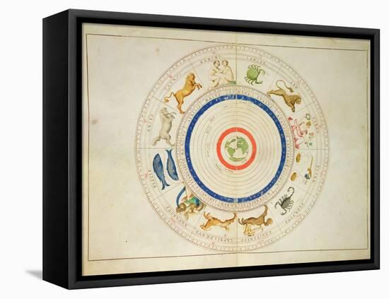 Zodiac Calendar, from an Atlas of the World in 33 Maps, Venice, 1st September 1553-Battista Agnese-Framed Stretched Canvas