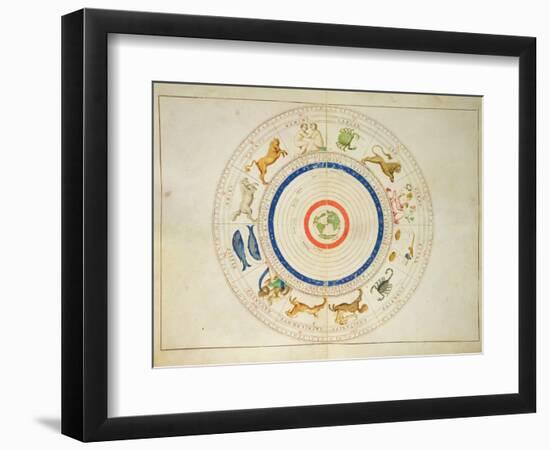 Zodiac Calendar, from an Atlas of the World in 33 Maps, Venice, 1st September 1553-Battista Agnese-Framed Giclee Print